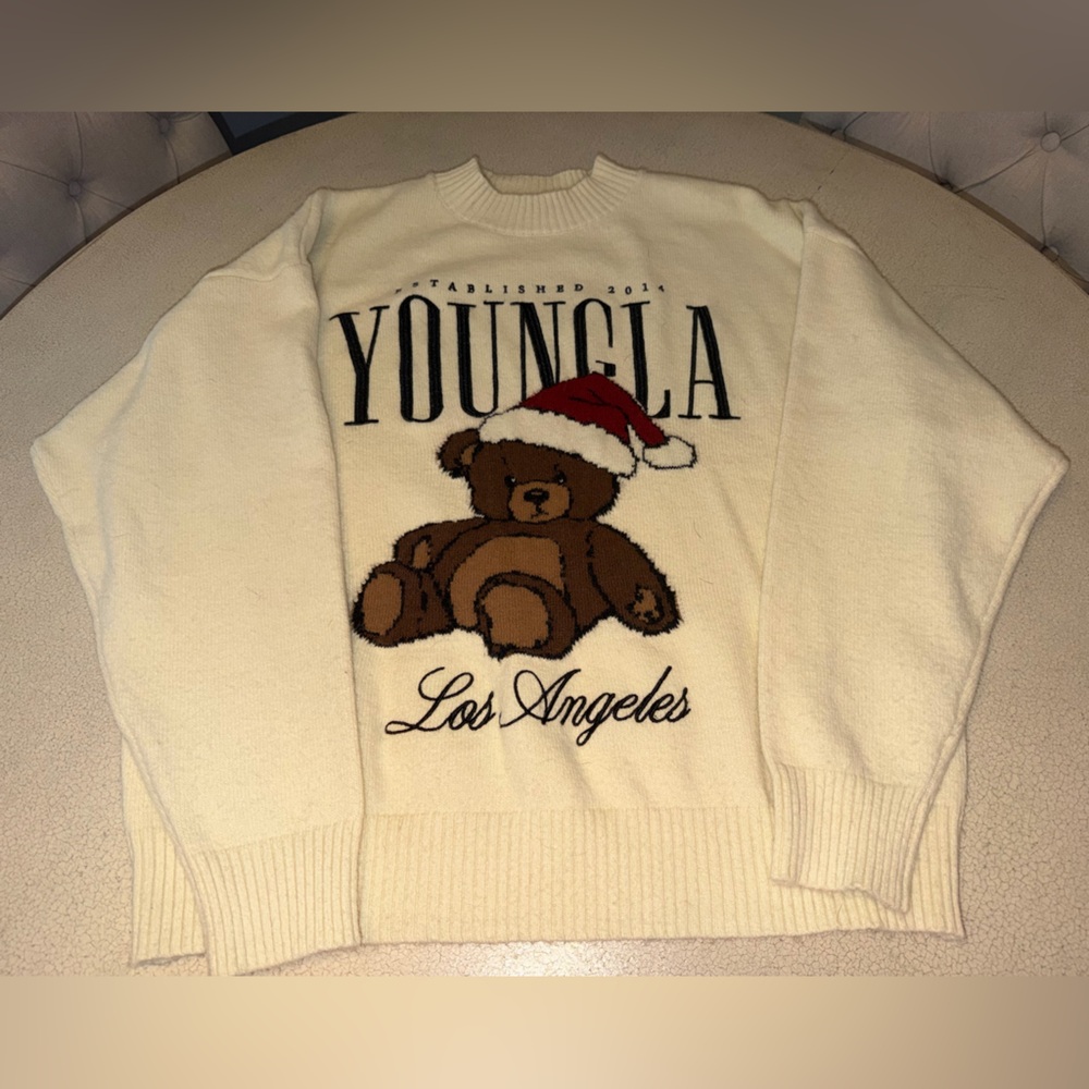 YoungLA Cream Teddy Knit Sweater - Size Small